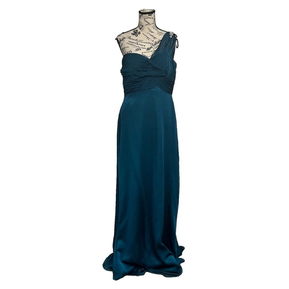 Belsoie Jasmine One Shoulder Dress with Crystal Ac